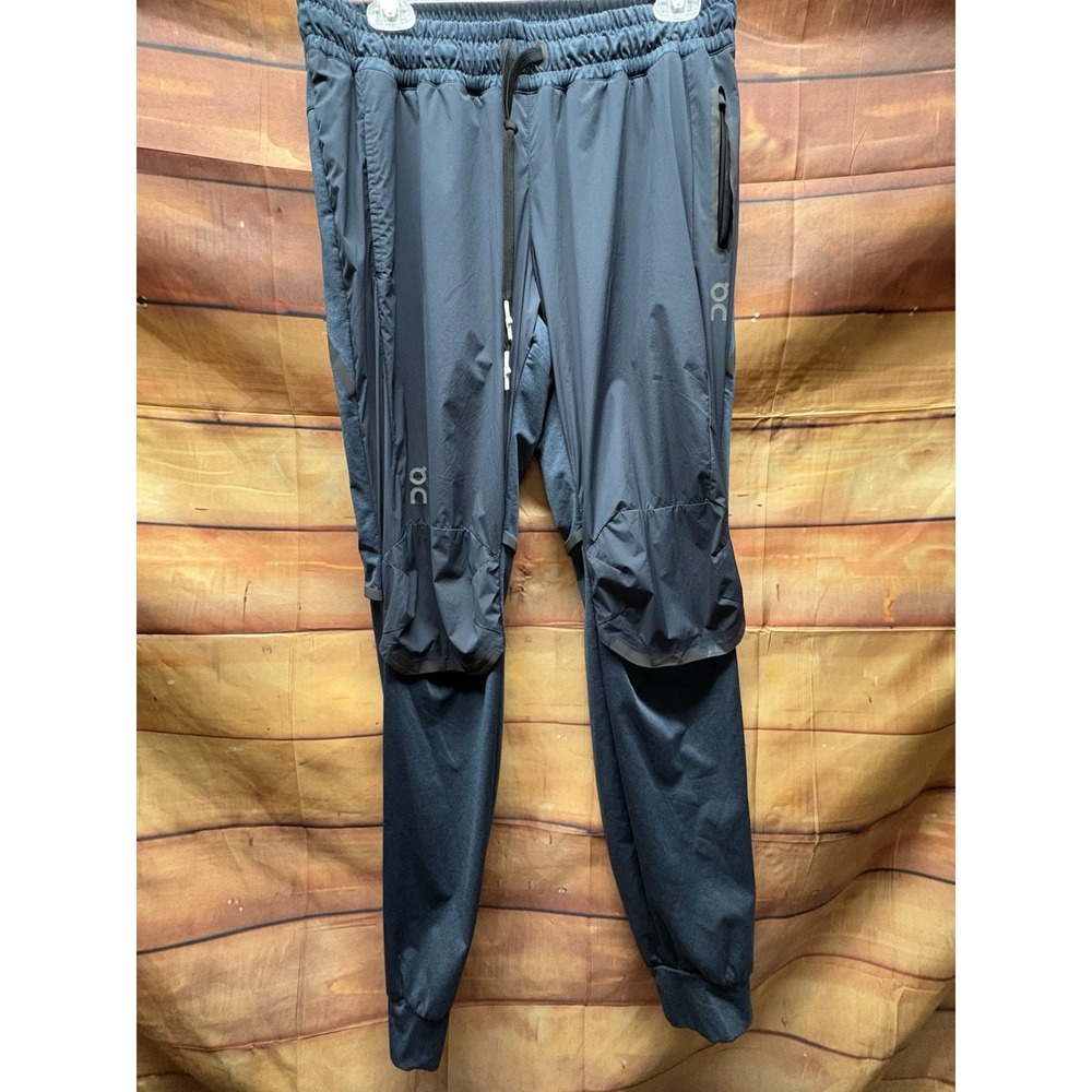 On Running Women's Weather Pants - Size Large Technical Joggers Black/Navy Used